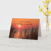 マタイ19:26神と共に、すべてのことが可能である カード (黄色い花)