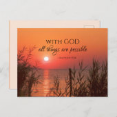 マタイ19:26神と共に、すべてのことが可能である ポストカード (正面/裏面)