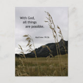 マタイ19:26神と共に、すべてのことが可能である ポストカード (正面)