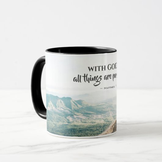 マタイ19:26神と共に、すべてのことが可能である マグカップ (正面左)