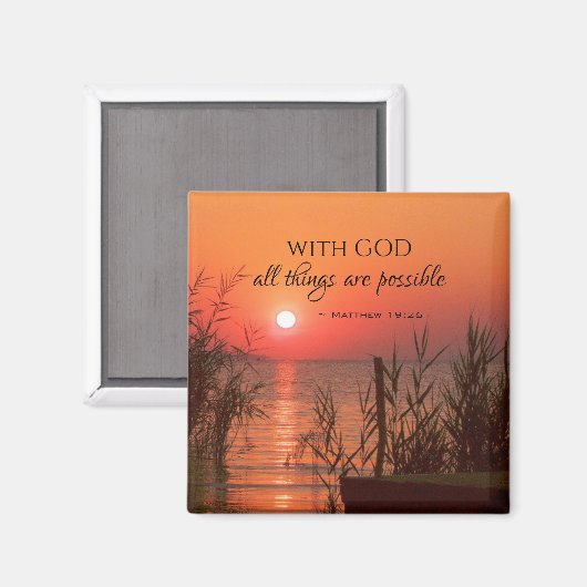 マタイ19:26神と共に、すべてのことが可能である マグネット (正面/裏面)