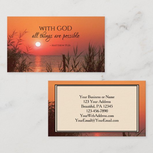 マタイ19:26神と共に、すべてのことが可能である 名刺 (正面/裏面)