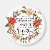 マタイ1:23インマニュエル神と私たちクリスマスフローラ マグネット (正面)