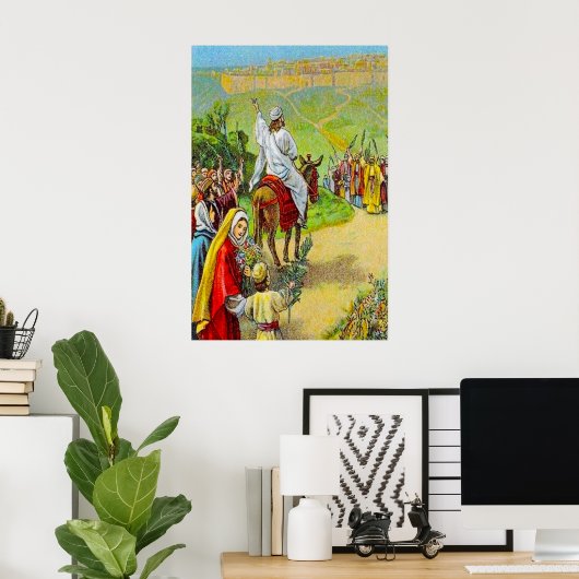 マタイ21:1-11イエスは王のポスターとして迎えられる ポスター (ホームオフィス)