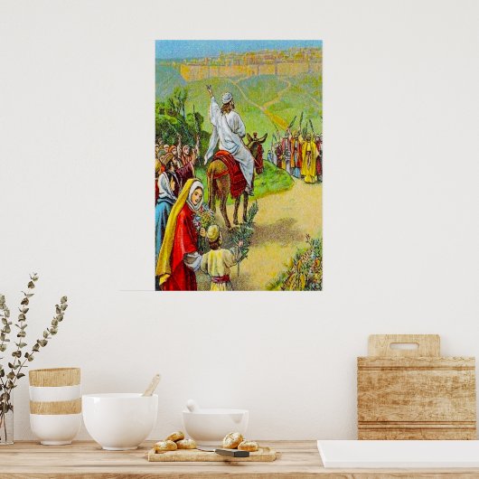 マタイ21:1-11イエスは王のポスターとして迎えられる ポスター (キッチン)