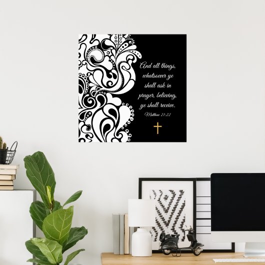 マタイ21:22 ポスター (ホームオフィス)