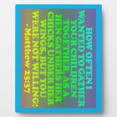 マタイ23:37の聖書の節。 フォトプラーク (正面)