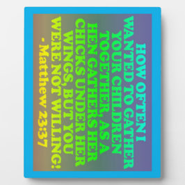 マタイ23:37の聖書の節。 フォトプラーク