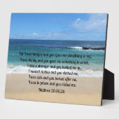 マタイ25:35,36わたしは腹が減り、あなたがたは与え私を フォトプラーク (側面)