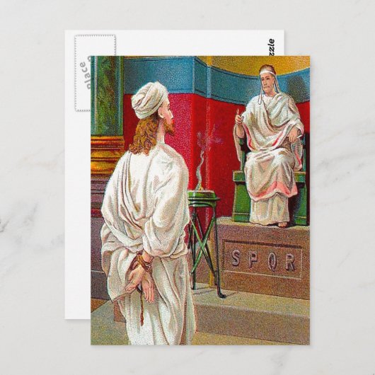 マタイ27:11-26ピラトの質問イエスのはがき ポストカード (正面/裏面)