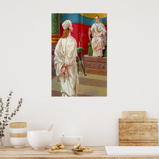 マタイ27:11-26ピラトの質問イエスのポスター ポスター (キッチン)