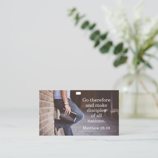 マタイ28:19そこで行き、弟子を作りなさい 名刺 (スタンド正面)