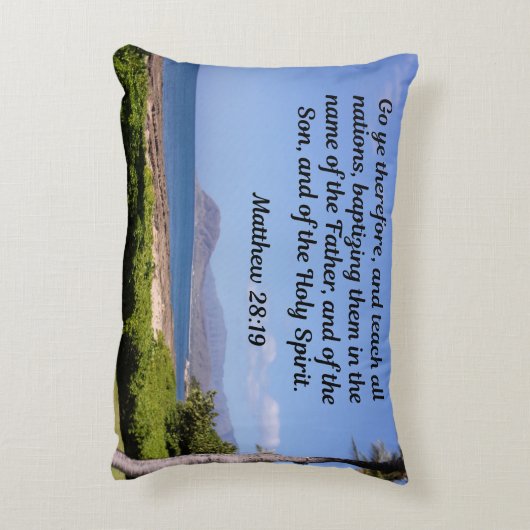 マタイ28:19それゆえ行き、すべてのま教えで行け アクセントクッション (裏面(縦))