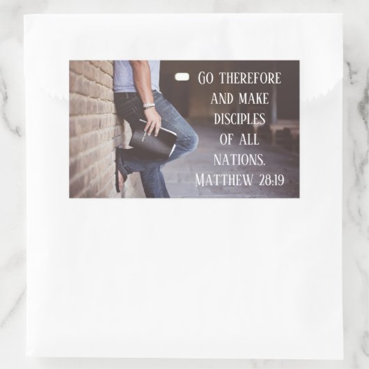 マタイ28:19行って、すべての国々の弟子を作りなさい 長方形シール (バッグ)