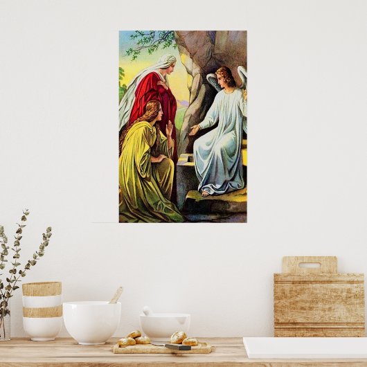 マタイ28:1-7彼は来ない、彼はポスターを立ち上げた ポスター (キッチン)