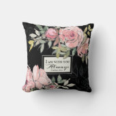 マタイ28:20わたしは常にピンクのフローラ クッション (正面)