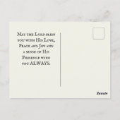 マタイ28:20わたしは常にピンクの花々と共にいる ポストカード (裏面)