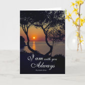 マタイ28:20わたしは常に黄金の日没と共にいる カード (黄色い花)