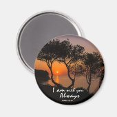 マタイ28:20わたしは常に黄金の日没と共にいる マグネット (正面/裏面)