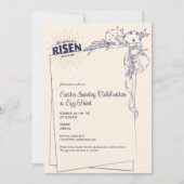 マタイ28:6彼は宗教的な復活祭の卵を復活させた 招待状 (正面)