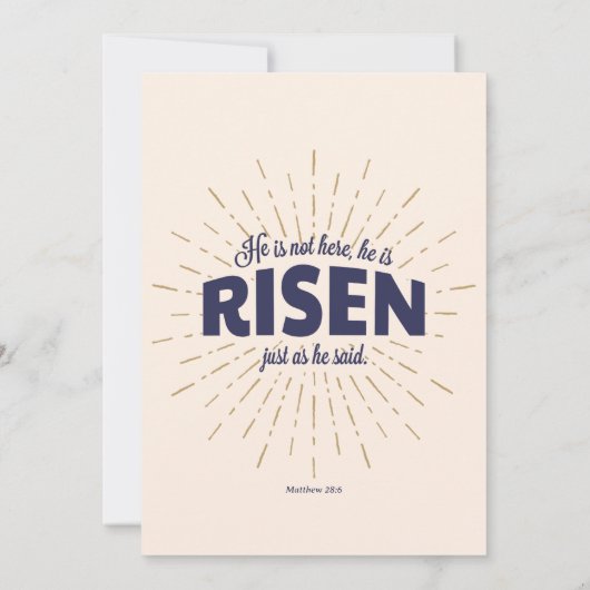 マタイ28:6彼は宗教的な復活祭の卵を復活させた 招待状 (裏面)