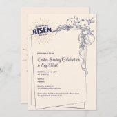 マタイ28:6彼は宗教的な復活祭の卵を復活させた 招待状 (正面/裏面)