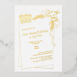 マタイ28:6彼は宗教的な復活祭の卵を復活させた 箔招待状