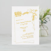 マタイ28:6彼は宗教的な復活祭の卵を復活させた 箔招待状 (立ち正面)