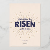 マタイ28:6彼は宗教的な復活祭の卵を復活させた 箔招待状 (裏面)