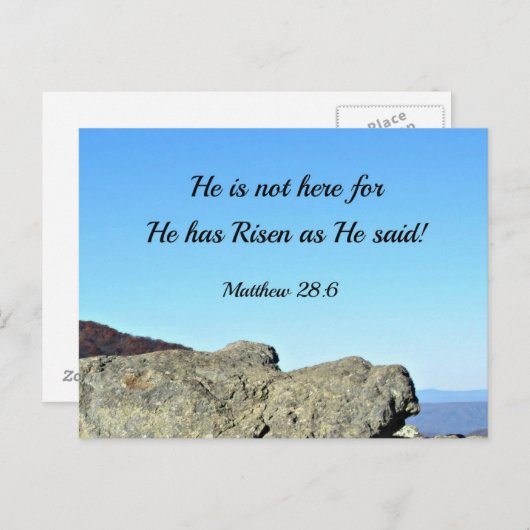 マタイ28:6彼は来ない、彼は立ち上がったからである ポストカード (正面/裏面)