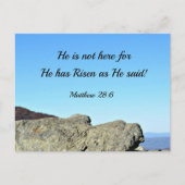マタイ28:6彼は来ない、彼は立ち上がったからである ポストカード (正面)