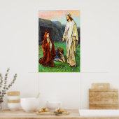 マタイ28:8-10女たちはイエスを生き生きと見る ポスター (キッチン)