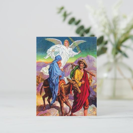 マタイ2:13-18エジプトのはがきに逃げる ポストカード (スタンド正面)