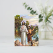 マタイ3:13-17イエスはバプテスマのはがき ポストカード (スタンド正面)