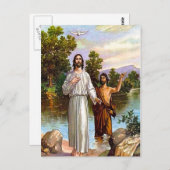マタイ3:13-17イエスはバプテスマのはがき ポストカード (正面/裏面)