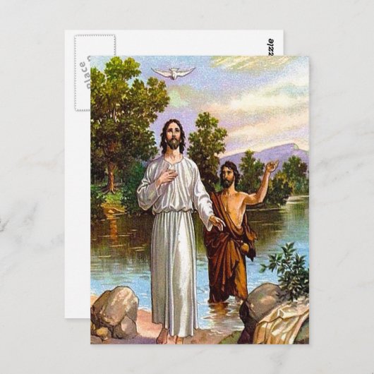 マタイ3:13-17イエスはバプテスマのはがき ポストカード (正面/裏面)