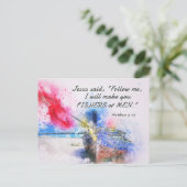 マタイ4:19わたしは人々のバイブルの漁師を作る ポストカード (スタンド正面)