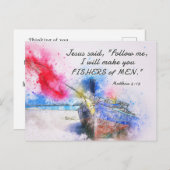 マタイ4:19わたしは人々のバイブルの漁師を作る ポストカード (正面/裏面)