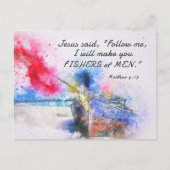 マタイ4:19わたしは人々のバイブルの漁師を作る ポストカード (正面)
