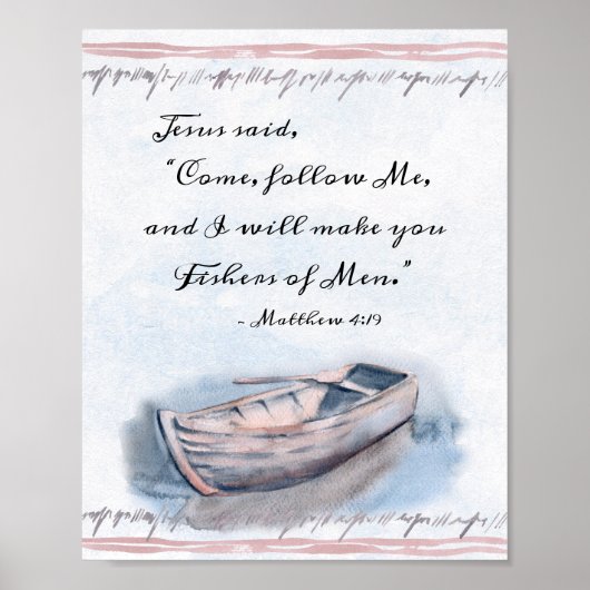 マタイ4:19イエスは来後を追"聖書と言った ポスター (正面)