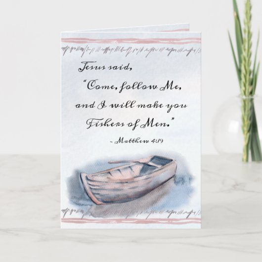マタイ4:19イエスは言った，「来後を追私」，聖書 カード (正面)