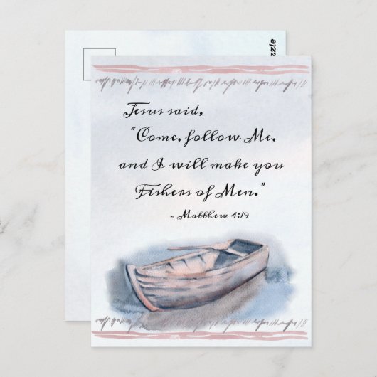 マタイ4:19イエスは言った,「来後を追私」,聖書 ポストカード (正面/裏面)