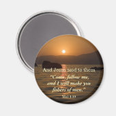 マタイ4:19サンセット聖なる書物、 経典磁石 マグネット (正面/裏面)