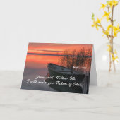 マタイ4:19人の漁師キリスト教の聖書聖句 カード (黄色い花)