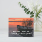 マタイ4:19人の漁師キリスト教の聖書聖句 ポストカード (スタンド正面)