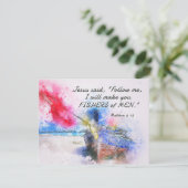 マタイ4:19人の漁師バイブル聖句フラットカード (スタンド正面)