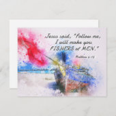 マタイ4:19人の漁師バイブル聖句フラットカード (正面/裏面)