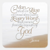 マタイ4:4人はパンだけで生きることはできない スクエアシール (正面)
