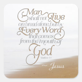 マタイ4:4人はパンだけで生きることはできない スクエアシール