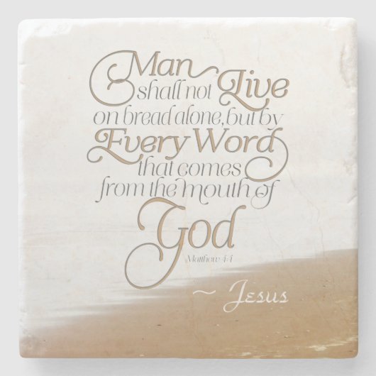 マタイ4:4人はパンだけで生きることはできない ストーンコースター (正面)